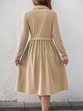 Perfee Fake Two Piece Collared Neck Long Sleeve Midi Dress OutfitFlow